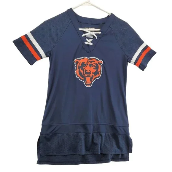 Chicago Bears Shirt Women's Laced up V-Neck Short Sleeve NFL Team Apparel Small - Picture 1 of 12